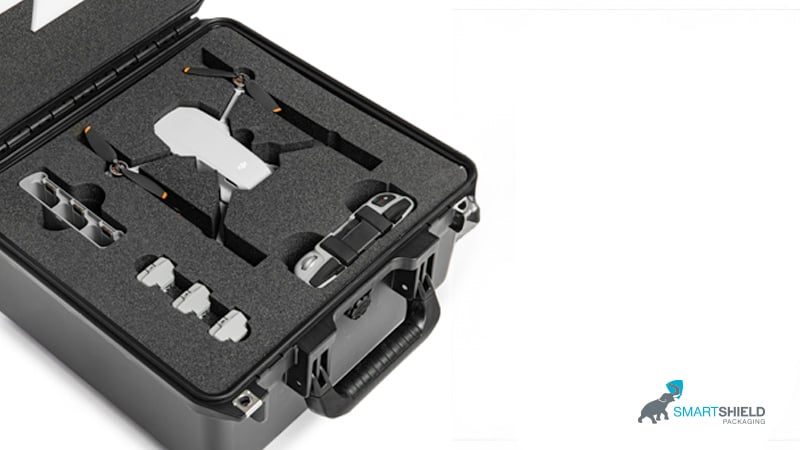 Custom foam inserts in plastic case for drone packaging